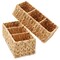 Casafield Set of 2 Water Hyacinth Divided Basket Organizers - Woven Bins for Bathroom, Bedroom, Laundry, Pantry, Shelves
